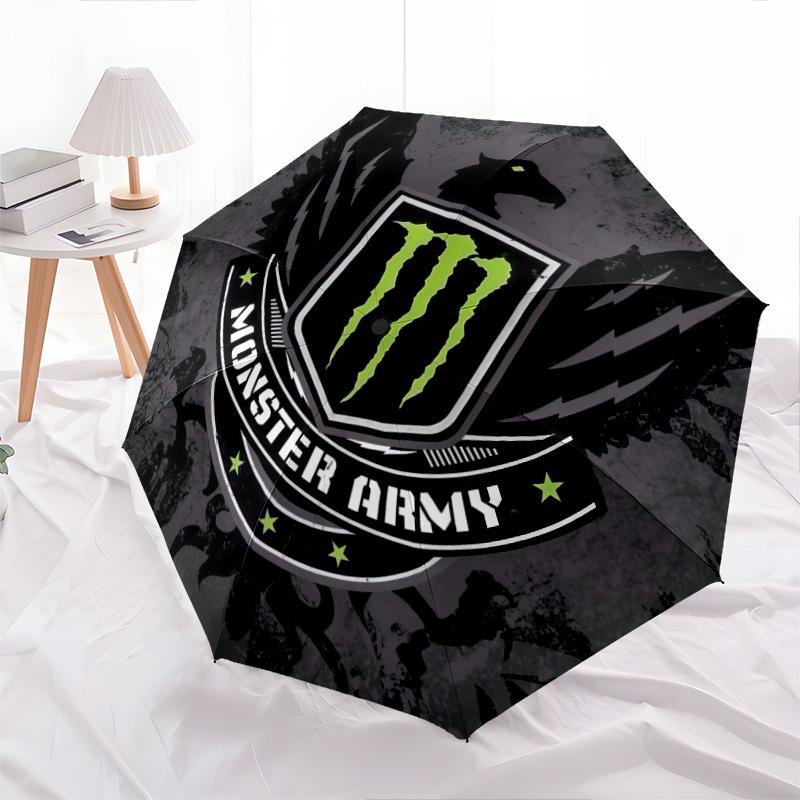 Monster Energy pattern, automatic folding umbrella, portable and foldable design, 8 ribs, a Christmas or birthday gift.