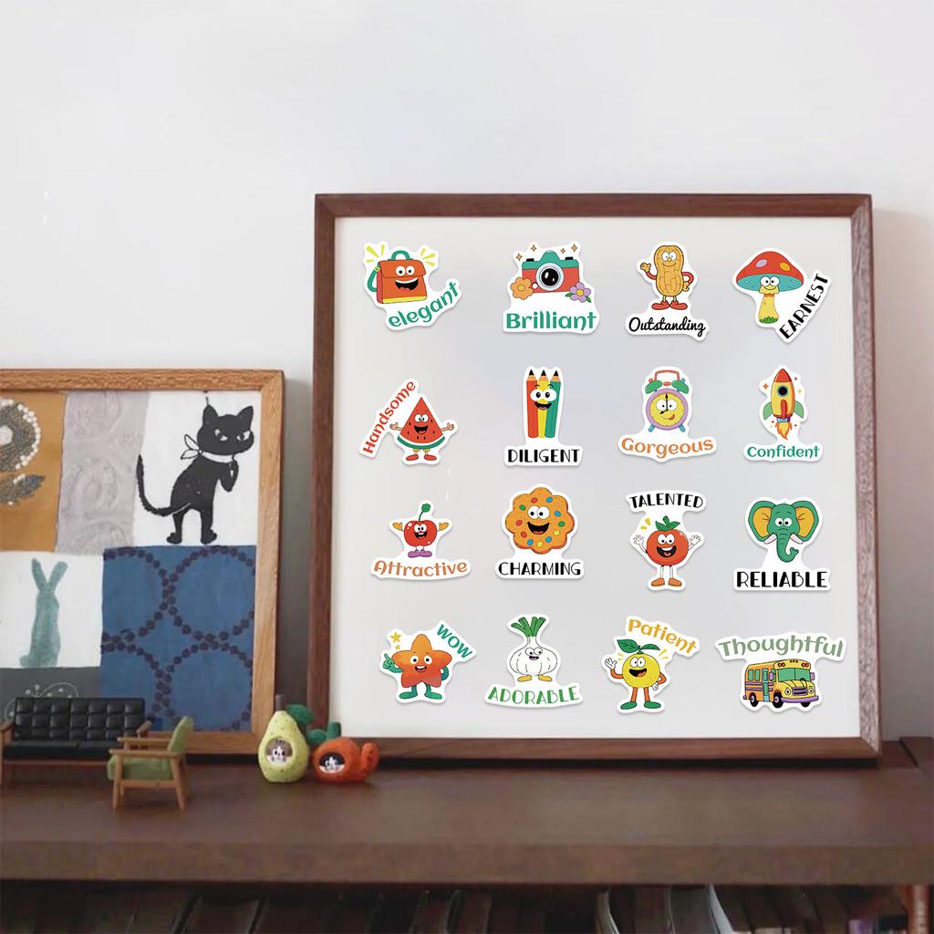 50PCS Commendation Cartoon Stickers Doodle-style Waterproof Stickers Suitable for Decorating Cups Notebooks Phones and Luggage