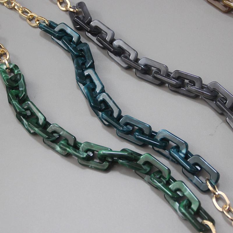 New Fashion Woman Handbag Accessory Chain Detachable Replacement Leopard Amber Green Color Strap Women DIY Clutch Resin Chain