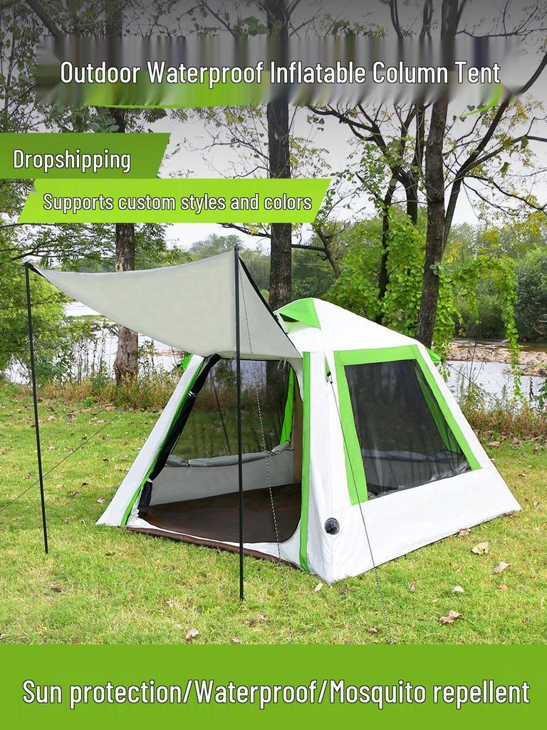 Aufblasbares wasserdichtes Campingzelt für 3-4 Personen mit Luftpumpe