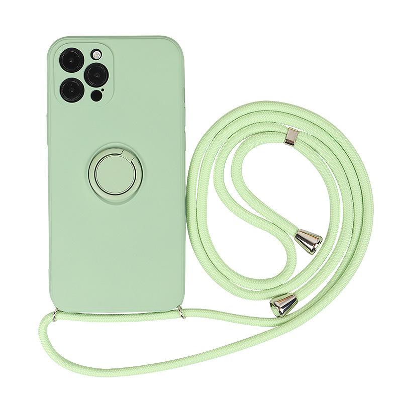 Liquid Frosted Magnetic Silicone Phone Case With Lanyard Crossbody Stand Protective Cover For Apple Iphone