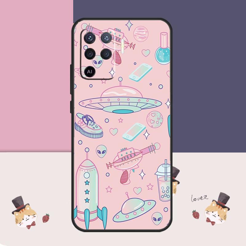 Girly Pastel Witch Goth Pattern Case For Oppo A38 A58 A78 A98 A54 A74 A94 A18 A57 A17 A77 A80 A60 A40 A96 A76 A16 A15 A5 Pro