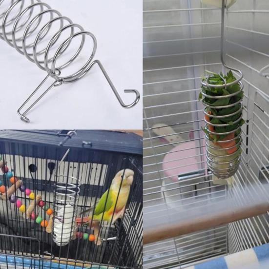Birds Food Holder Stainless Steel Parrot Vegetable Fruit Feeder Birds Treat Hanging Basket Parrot Foraging Toy