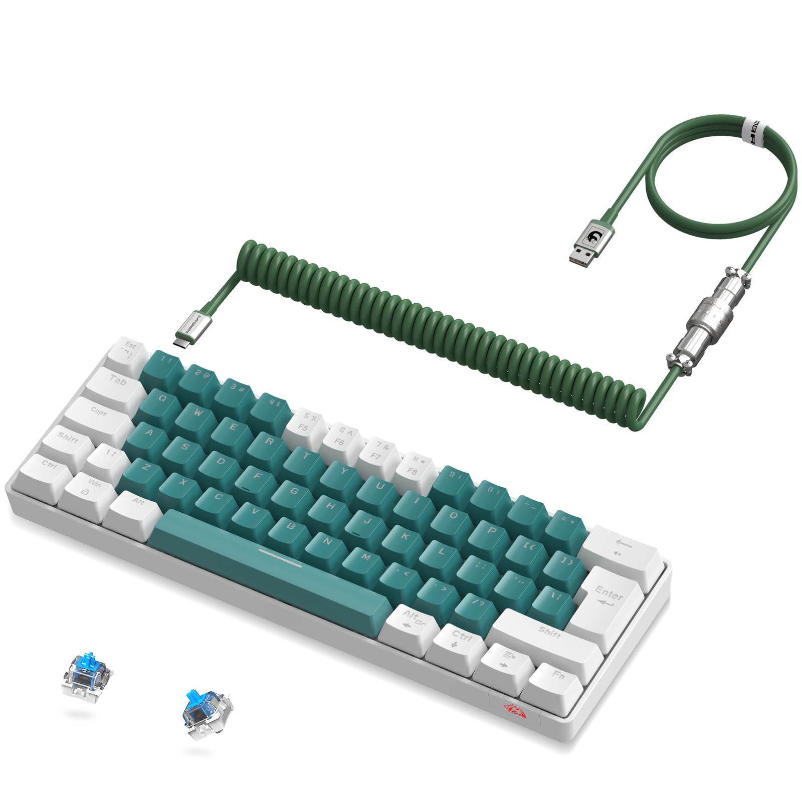 

Small and ZIYOULANG T60 Mechanical Gaming Wired Blue 62 Color 19 Types of 64 Colors Rainbow All Keys English Injection Molding Metal Aviation світло-зелений колір