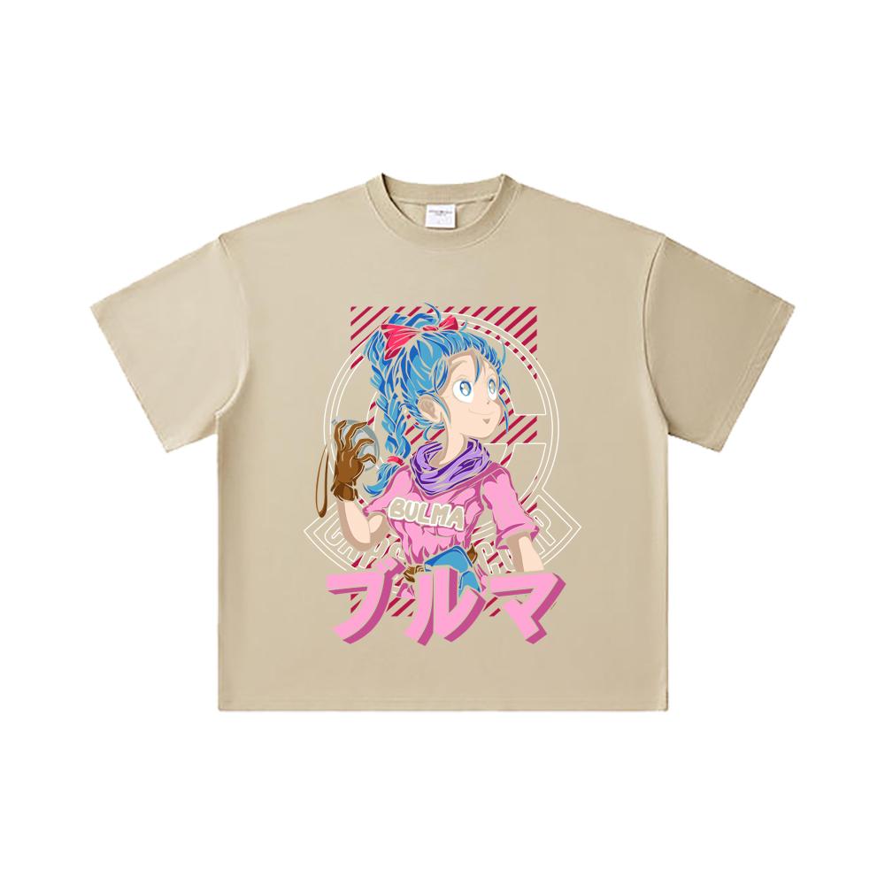 260 GSM Double Yarn 32 Count 100% Cotton Dragon Ball V17 Bulma Print Unisex Heavy Cotton T Shirt