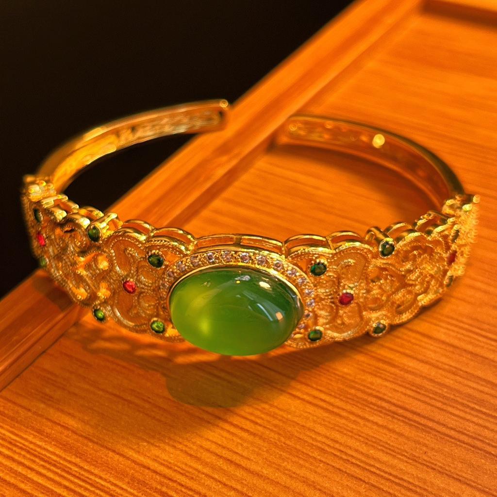 Full Green, Yang Green, Natural Agate Green Chalcedony Bracelet, Women'S Opening Is Slightly Inlaid, And The Real Shot Is Fidelity.