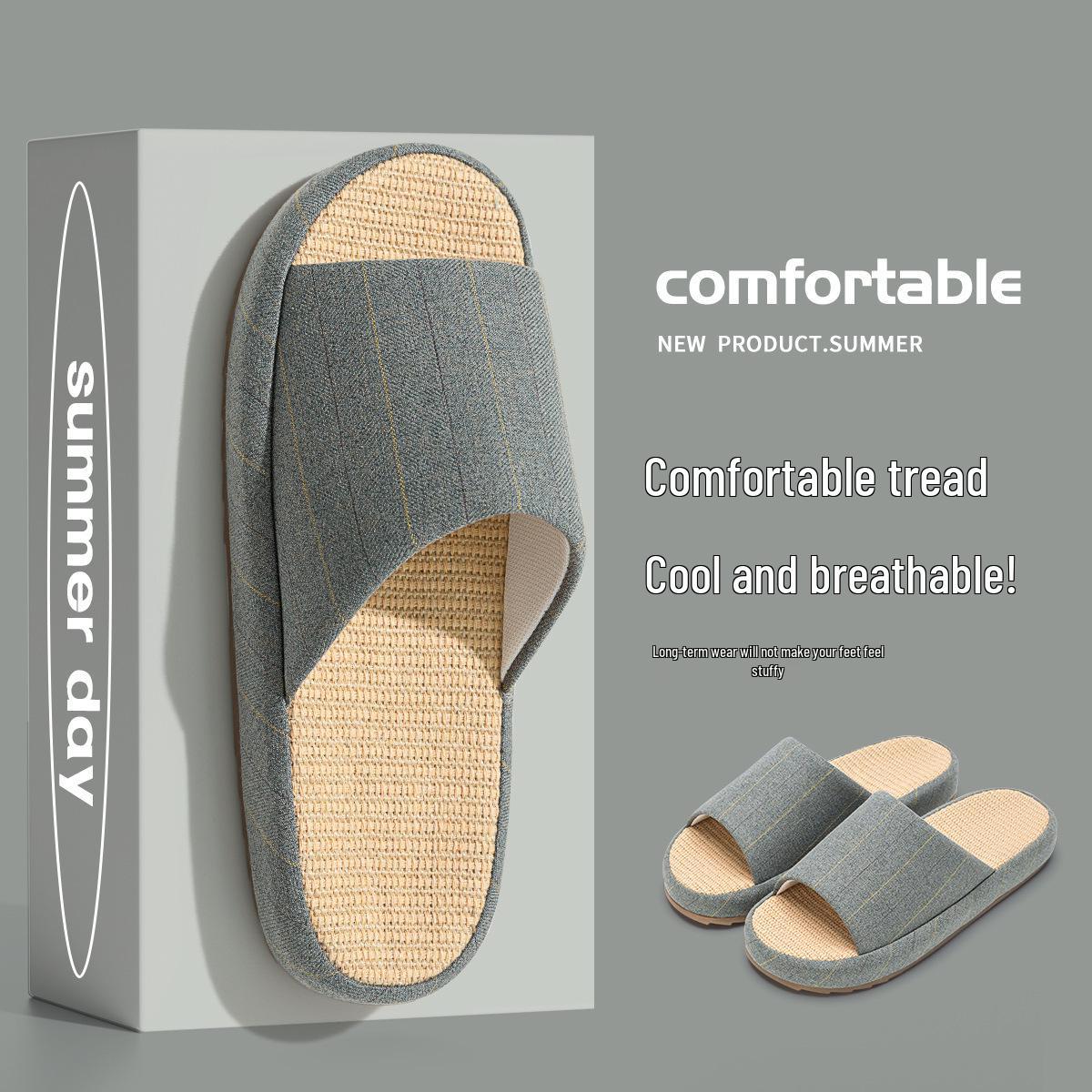 

Дышащие Нескользящие Хлопково-Льняные Тапочки для Мужчин и Женщин - Бесшумные, Влаговпитывающие, Для Домашнего Использования, Всесезонные 42-43 [Fits 41-42]