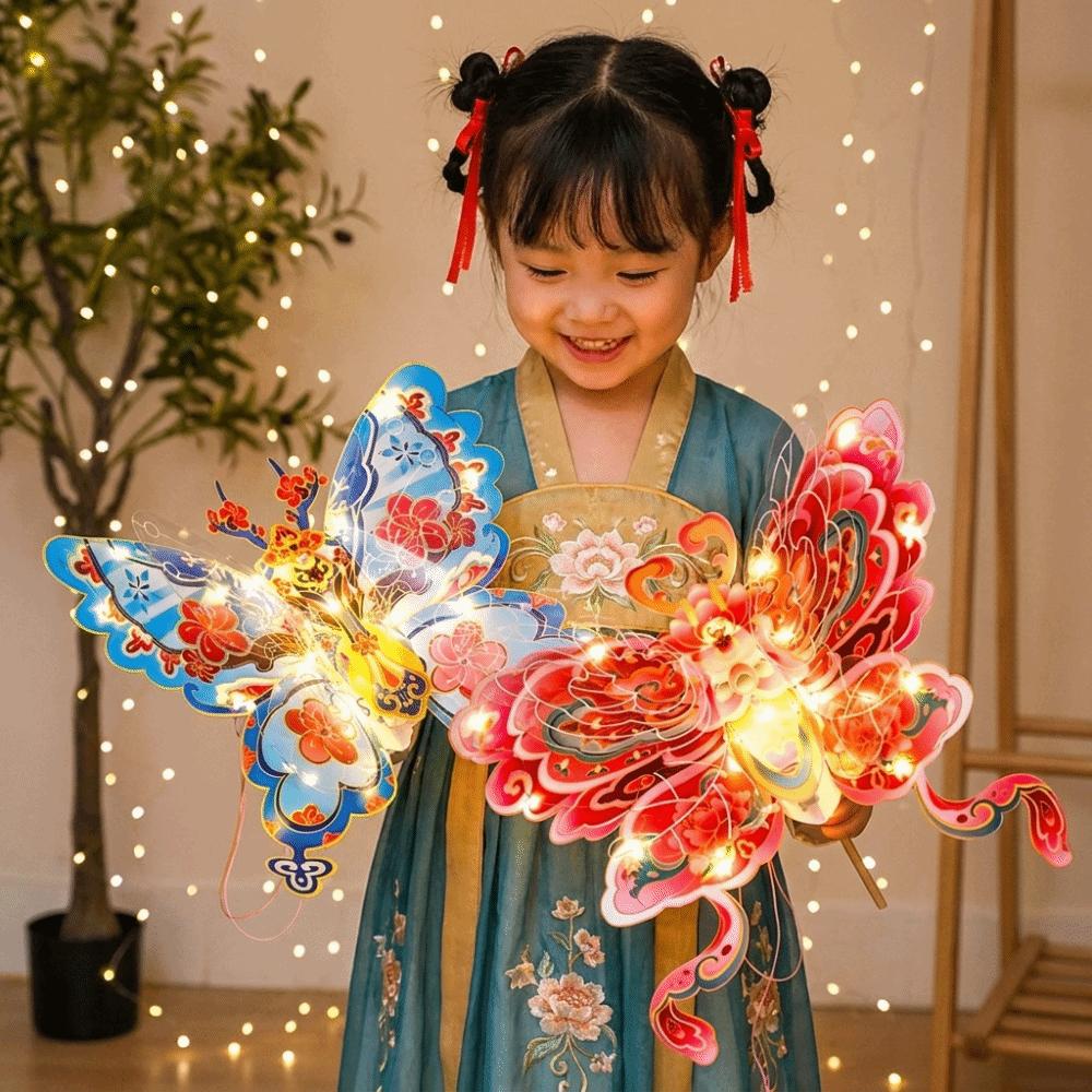 Portable Butterfly Lantern Material Kit Led Traditional Flower Lantern Handicraft Class