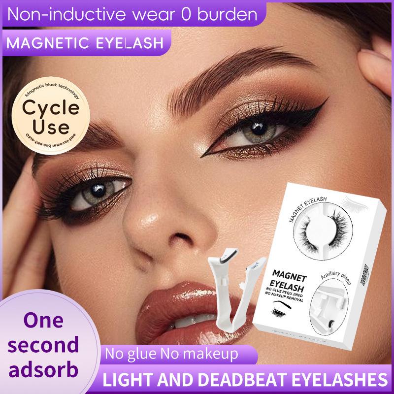 Magnetic Eyelash Set, One Pair, Glue-Free, Ultra-Natural Faux Mink Lashes