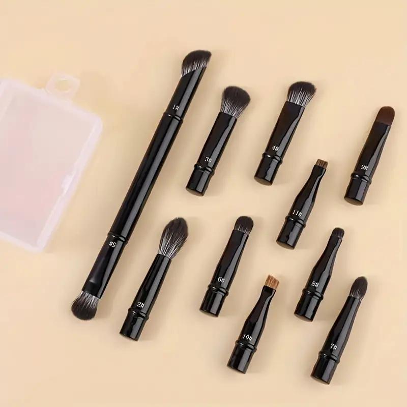 

11/6 шт. Мини-набор кистей для макияжа в дорогу с коробкой, двухсторонний мягкий ворс, короткий стержень, сменная кисть, съемный косметический инструмент для лица
