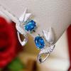 2025 Natural Topaz Earrings with S925 Silver, Court Style, Simple Design