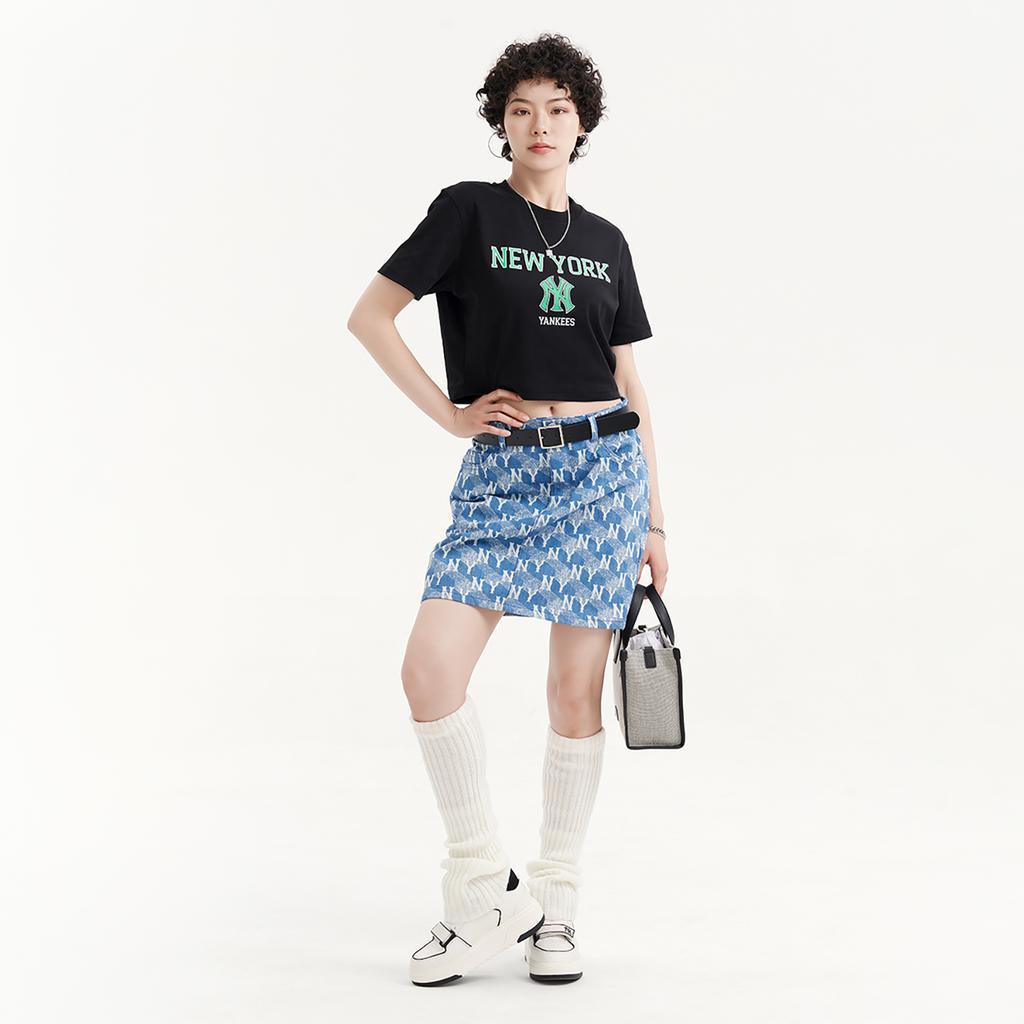 New MLB College Style Series Crop Tops Women's Black 3FTSV0333-50BKS