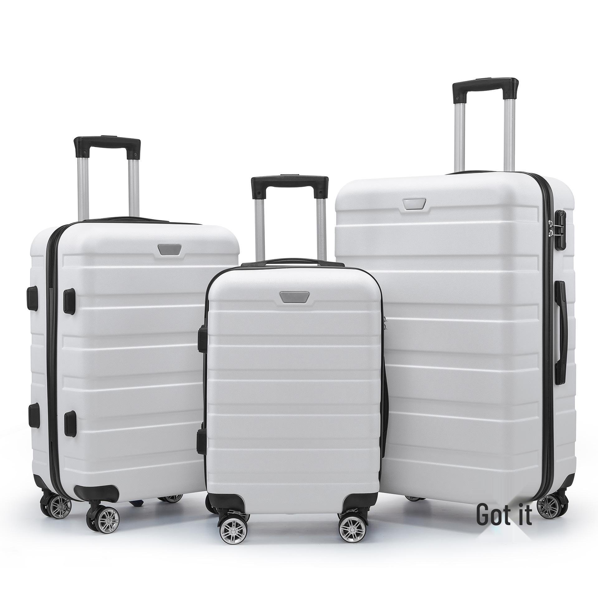 

Универсальный дорожный чемодан большого объема, набор с кодовым замком и колесами 20 inch белый