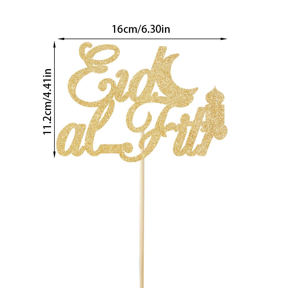 Eid Mubarak Cake Toppers Glitter Golden Ramadan Kareem Cupcake Decoration Eid AL Adha Gifts Muslim Islamic party cake decoration