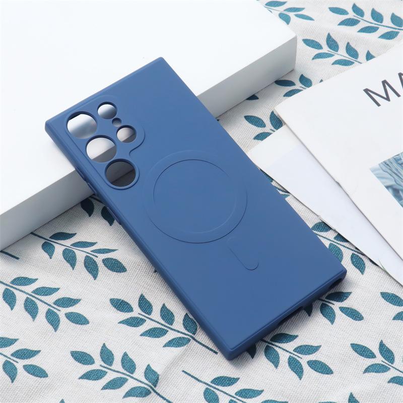 The Samsung S23Ultra Phone Case Is Suitable for The 22plus All-inclusive Shockproof S23u Simple Female Silicone Magnetic Protective Case