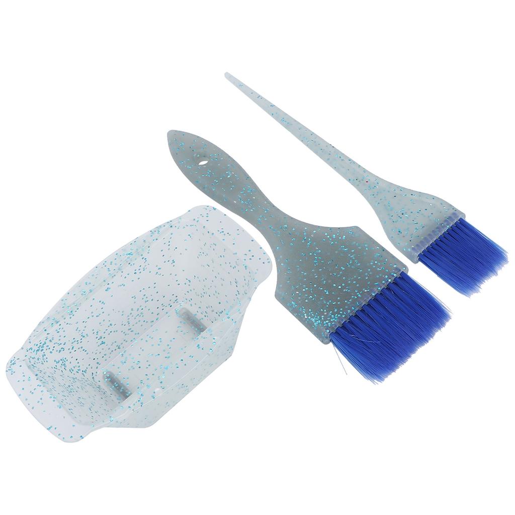 3pcs Hair Dye Kit Home Salon Hair Coloring Tint Brush Dyeing Mixing Bowl Accessory Set (Blue)