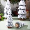 Christmas Tree Ornaments Small Decorative Snow Pine Tree with Base Party Supplies for Home Holiday Desktop Decoration