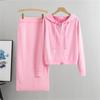 Cardigan Maglione Giacca Autunno Inverno da Donna Completo Due Pezzi Moda Gonna Corta Completo