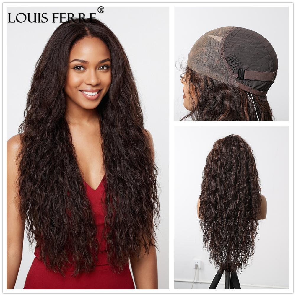 

LOUISFERRE Длинные коричневые 13x6 кружевные синтетические парики коричневые вьющиеся парики для чернокожих женщин натуральные высокой плотности для ежедневного использования