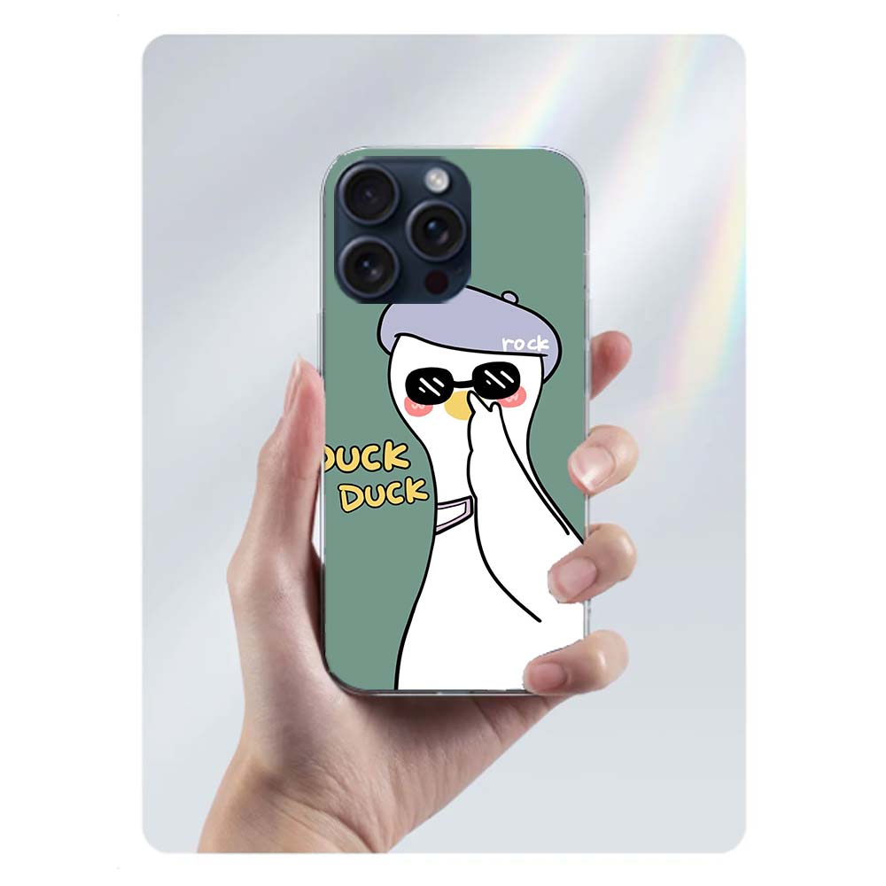 Cute Cartoon Duck Clear Phone Case For Iphone 17 Air 16 Pro Max 15 Pro 14 Plus 17E 16E 11 13 12 Mini Cover Cases Fundas Cell TPU