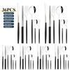 36Pcs Stainless Steel Dinner Black Silver Dinnerware Set Knife Fruit Fork Spoon Cutlery Set Kitchen Tableware Silverware Sets