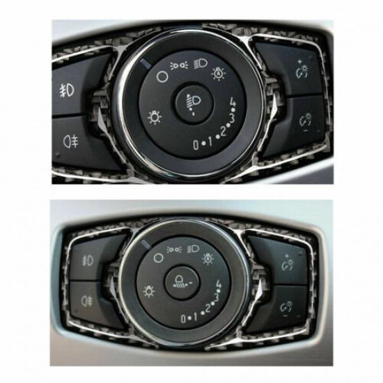 Real Carbon Fiber Headlight Switch Sticker Decoration Fit For Mustang 2015-