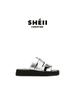 Wrap around the belt~ Su Yinyin wears summer Roman shoes with the same square head thick sole cross strap cool slippers women's slippers
