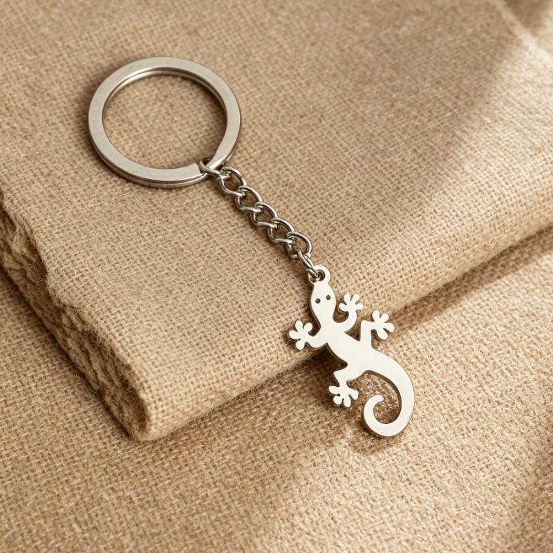 Stainless Steel Gecko Animal Keychain Pendant for All Genders
