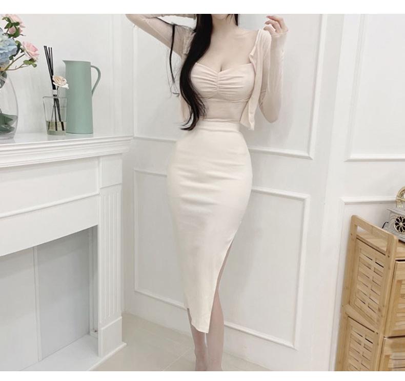 Elegant Korean High-Waisted Slimming Slit Bodycon Skirt