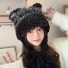 Hat Women's New Autumn and Winter Cute Plush Cat Ears Hat Warm Ear Protection Big Head Circumference Tide