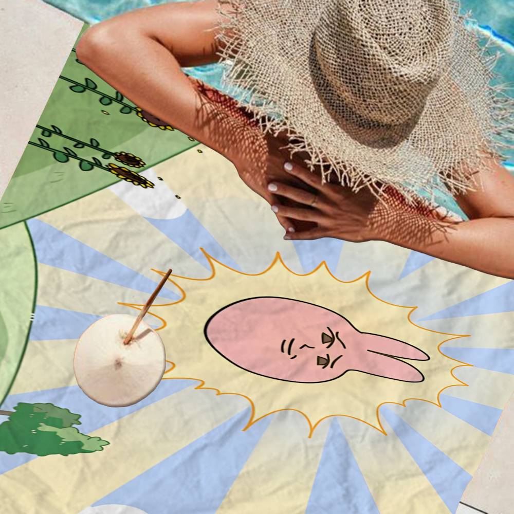 My F-Friend Pink Rabbit Funny Microfiber Blanket Drying Beach Towels Oversized Printing Super Absorbent Pool Towel Blanket