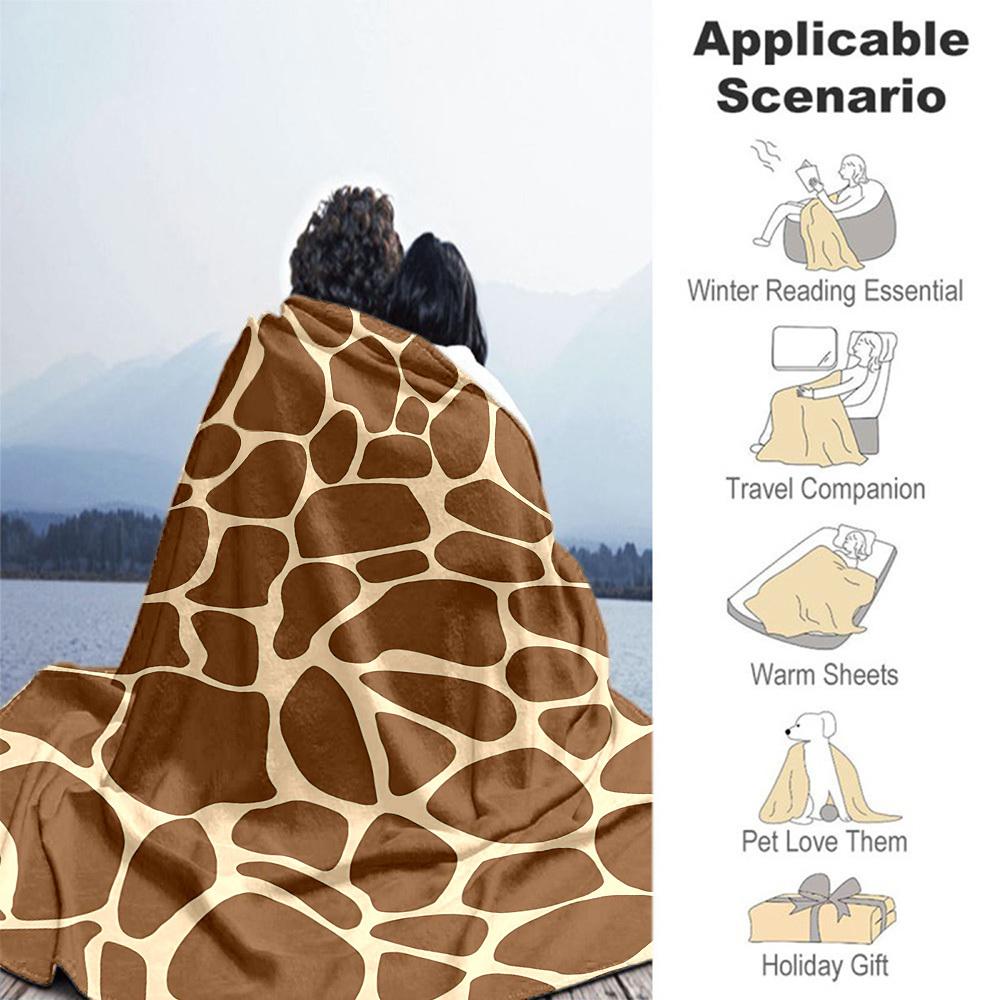 1PC Giraffe Print Animal Skin PatternOutdoor Flannel Blanket - Soft Plush Decor for Picnics, Camping, Bedroom, Playroom, Office, or Lunch Break 1269A