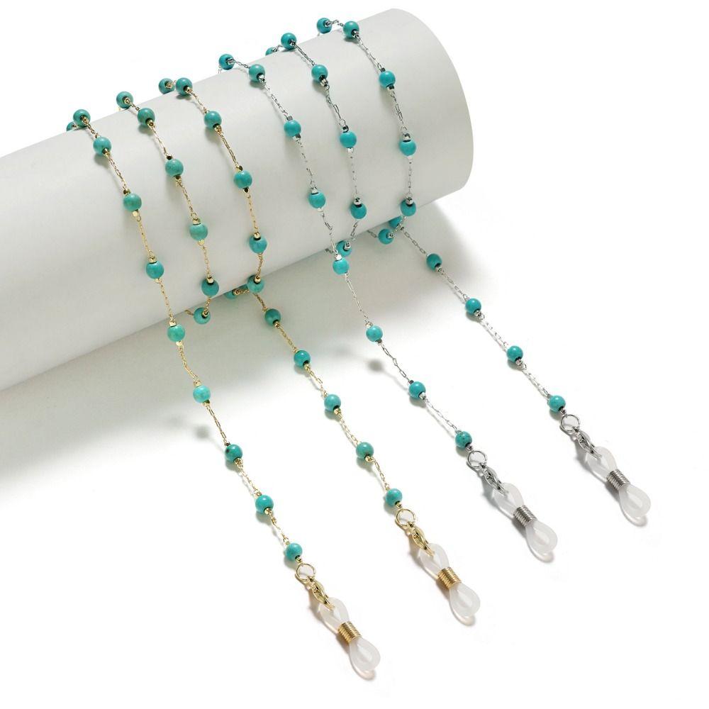 Anti-Lost Eyeglass Holder Necklace Turquoise Eyeglass Lanyard Beads Glasses Chain  Reading Glasses
