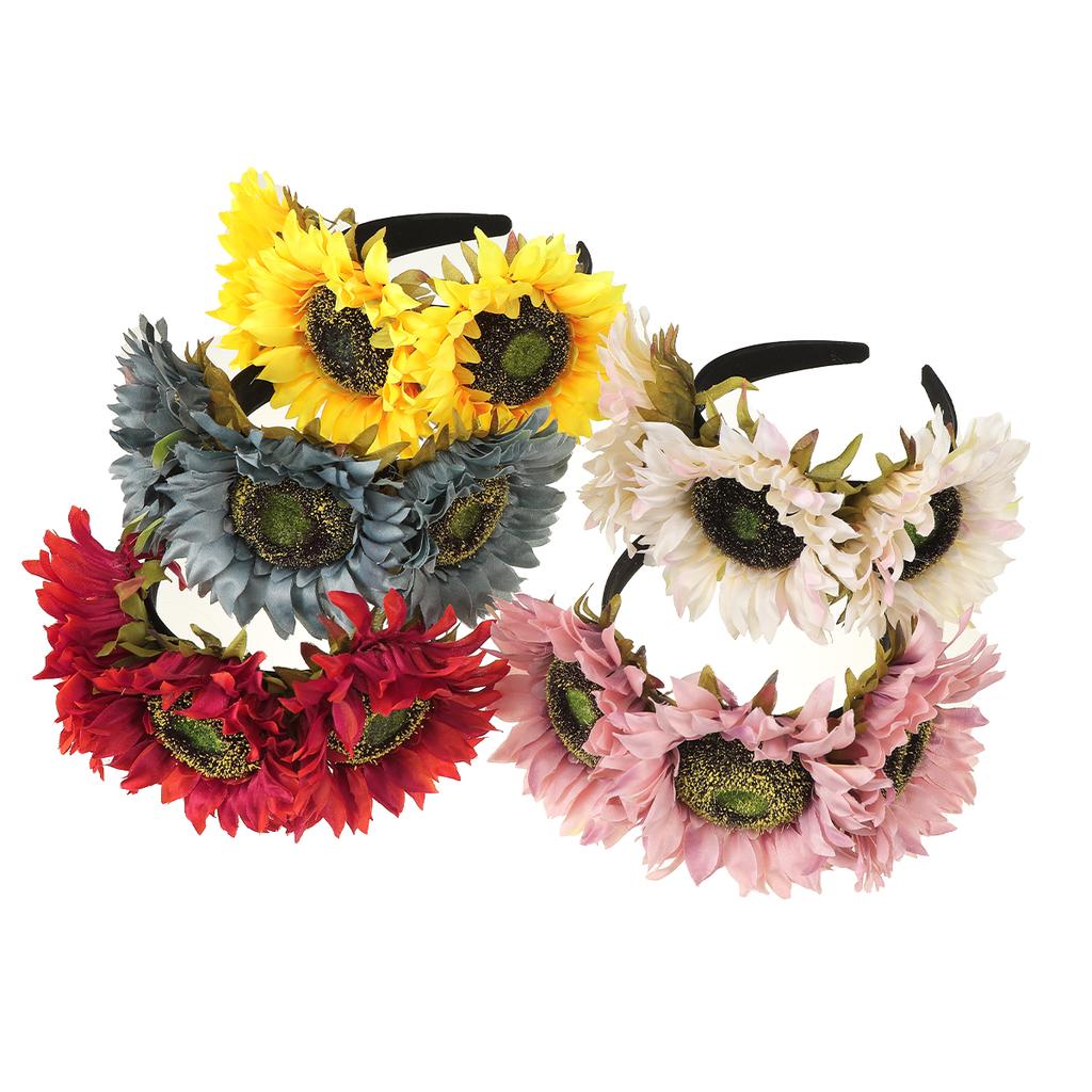 AWAYTR  Large Sunflower Headbands Artificial Floral Wide Headband Farbic Hair Accessories For Women Trends