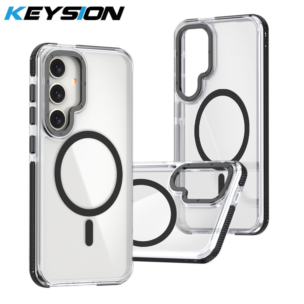 

KEYSION Transparent Magnetic Case for MagSafe for Samsung Galaxy S23+ S24 Ultra 5G S24 FE Wireless Charging Shockproof Phone Cover for Galaxy S24