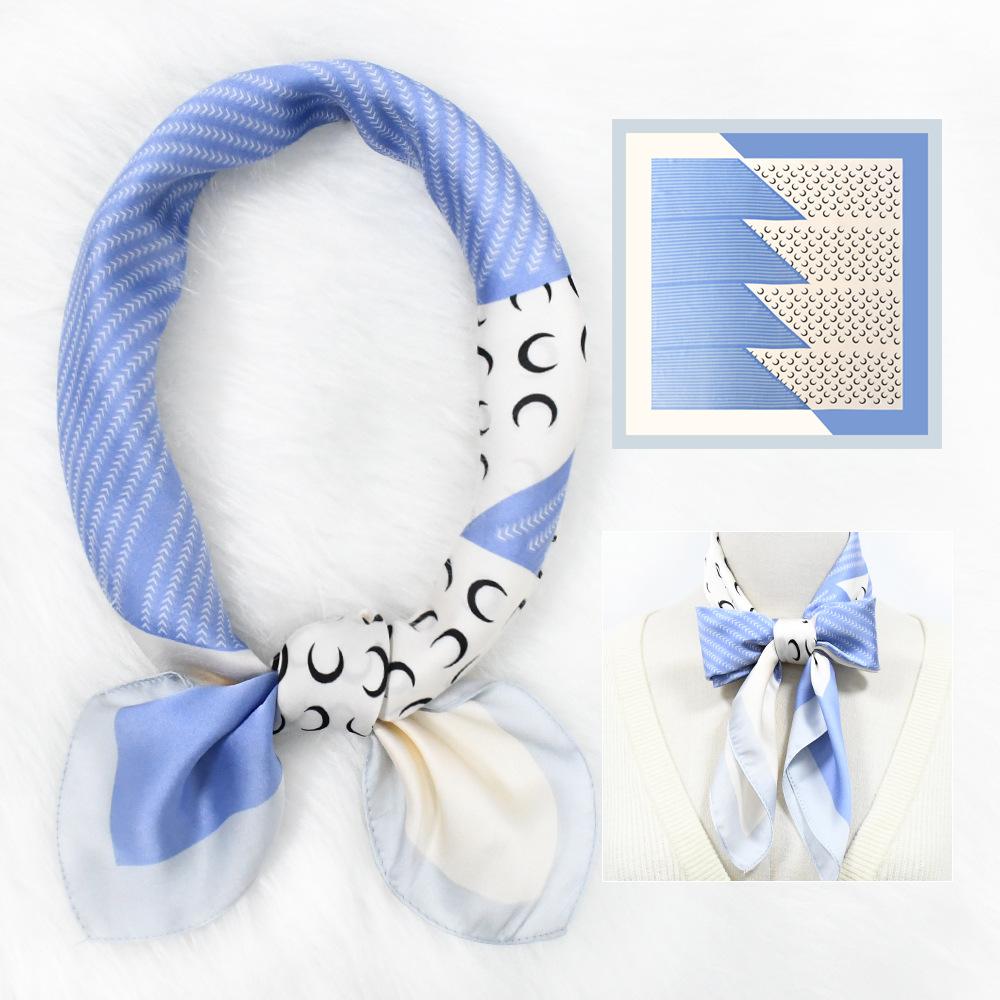 

Женский новый модный шелковый шарф с имитацией атмосферы, защитный шарф для шеи, весна, лето, осень, квадратный шарф 70*70CM синий