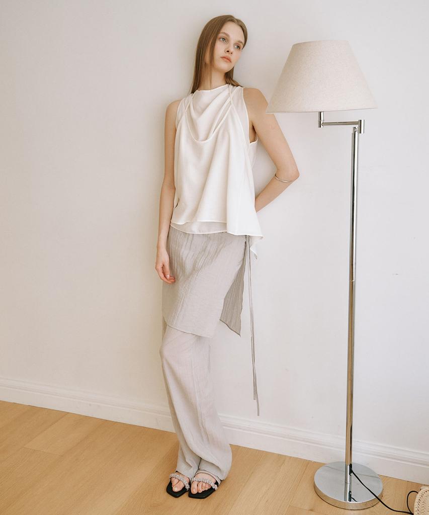 OURO Layered Drape Halter Blouse Set Up [ Ivory ]