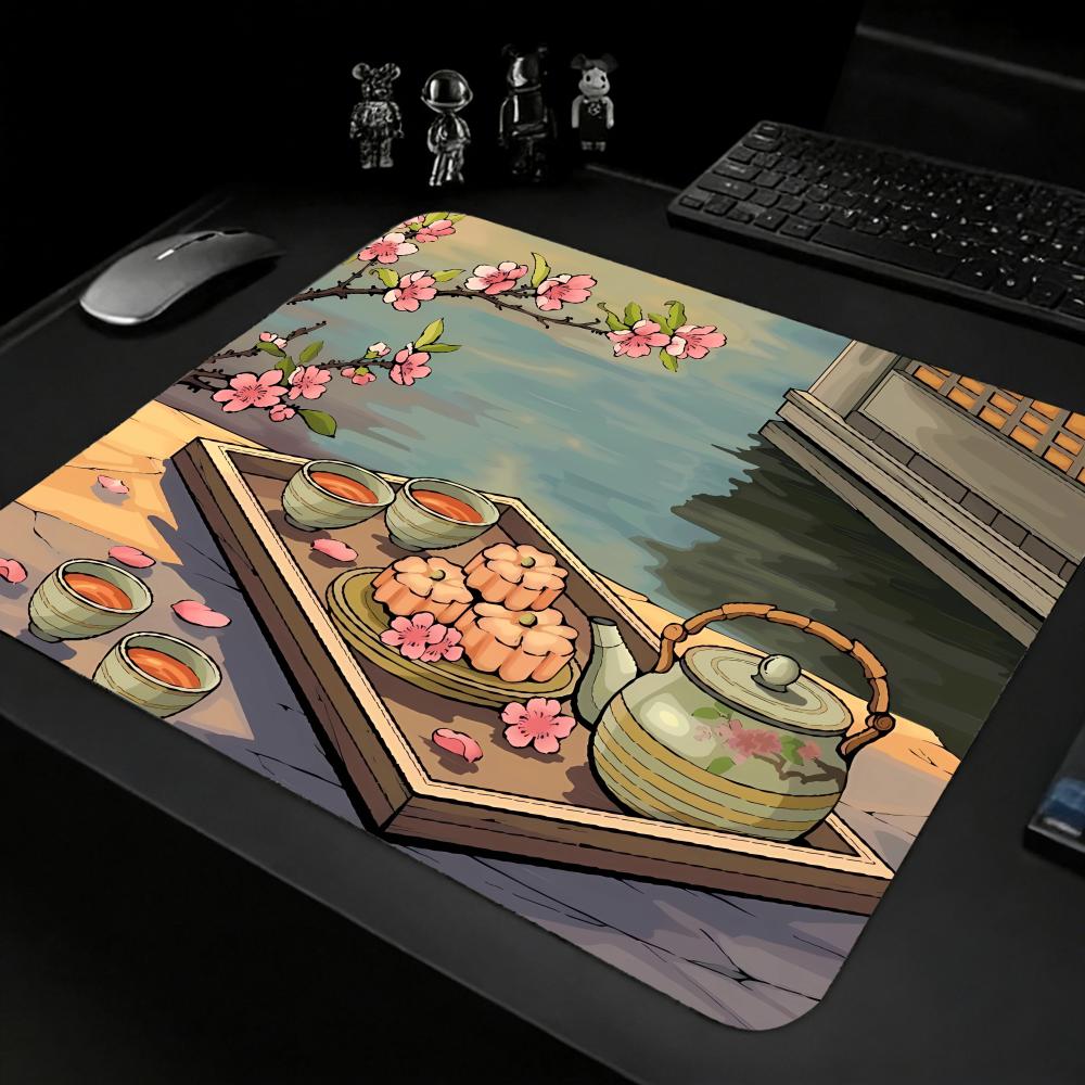 1PC XS Tea Mouse Pad with Stitched Edge Gaming Mousepad Small Non-Slip Rubber Base Washable Portable for Office Home 450x400mm