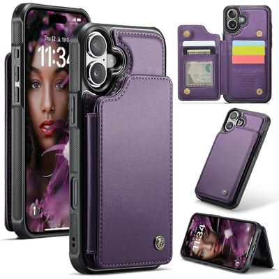 IPhone Wallet Protective Case with Card Holder, RFID Shielding, Men's and Women's Shock-absorbing Leather Bracket, Durable Protective Phone Case