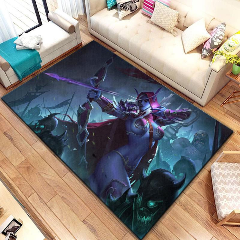 Spiel World of Warcraft Teppich für Wohnzimmerteppiche Camping Stranger Things Picknickmatte Rutschfester E-Sport-Teppich Yogamatte Fans Geschenk