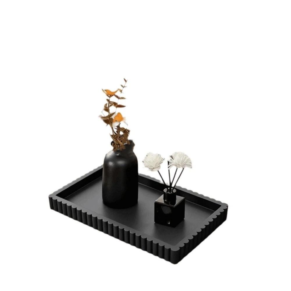 Silicone Candle Holder Tray Wavy Storage Tray Serving Tray Trinket Holder  Coffee Table Black