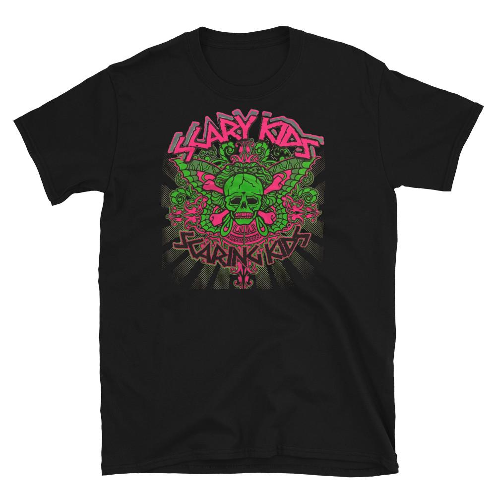 SCARY KIDS SCARING KIDS Neon Green & Pink Skull Screamo Emo Band T-Shirt XXL