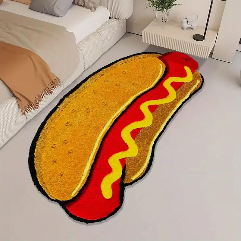 Creative Hot Dog-Shaped Rug Insulating, Warmth-Retaining, Non-Slip Bedroom Entrance Mat Bedside Rug Sofa Rug Home Decor