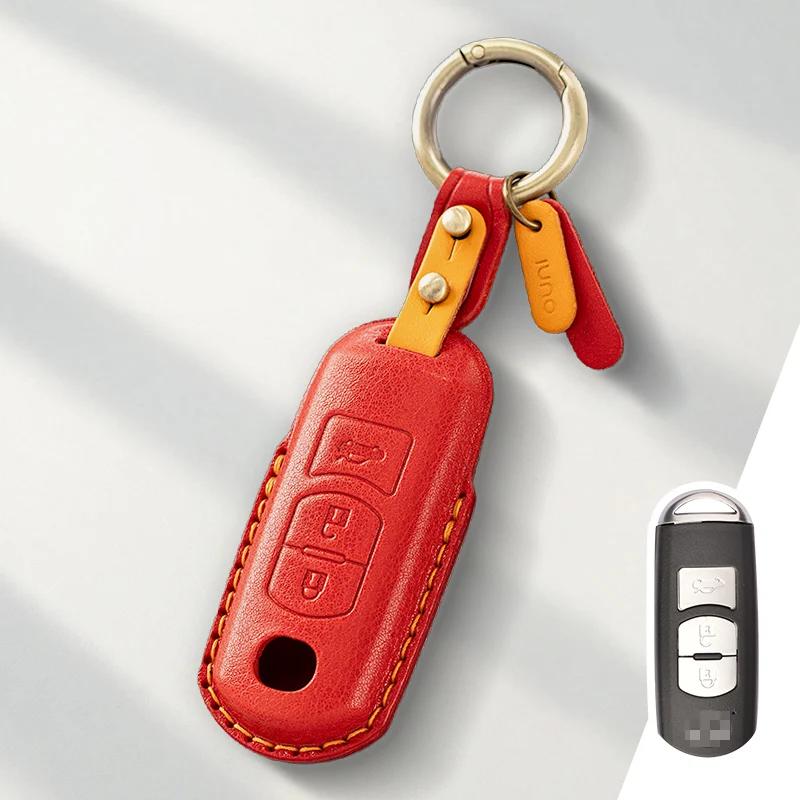 Key Case for Car Genuine Leather Protector For MAZDA 2 3 5 6 CX-3 CX-5 CX-7 CX-9 Atenz Miata MX5 Axela CX4 Key Case Cover Fob