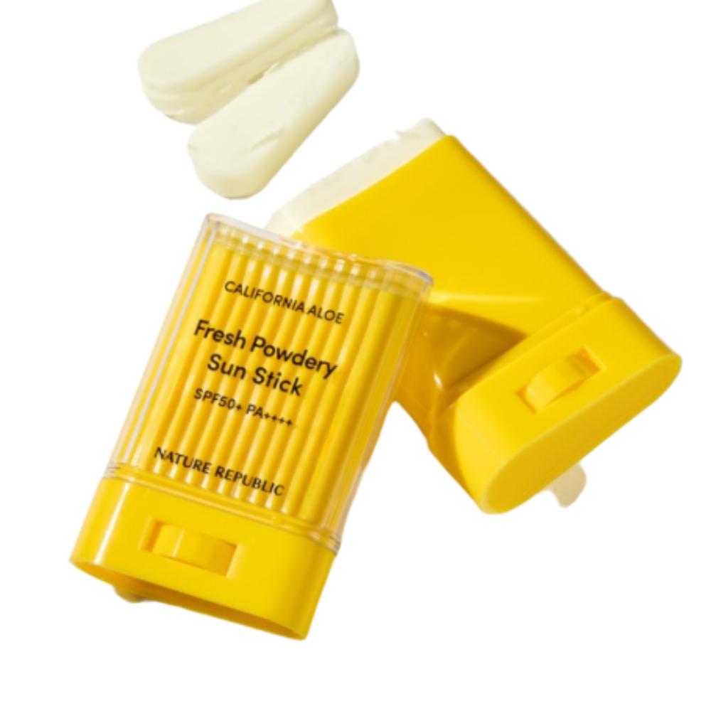 

NATURE REPUBLIC California Aloe Fresh Powdery Sun Stick 24g 1+1 Set SPF50+ PA++++ Waterproof Non-Sticky Sunscreen Stick