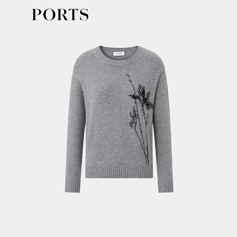 PORTS Women's Hand-Embroidered Wool-Cashmere Knit Top