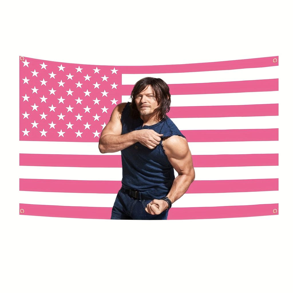 D-Daryl D-Dixon Pink American Flag Tapestry Aesthetic Funny Flag Wall Hanging for College Dorm Bedroom Room Decor Gift