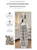 Women's High-End Retro Plaid Velvet Pants: Loose, Slimming Straight-Leg, Casual Wide-Leg Long Pants