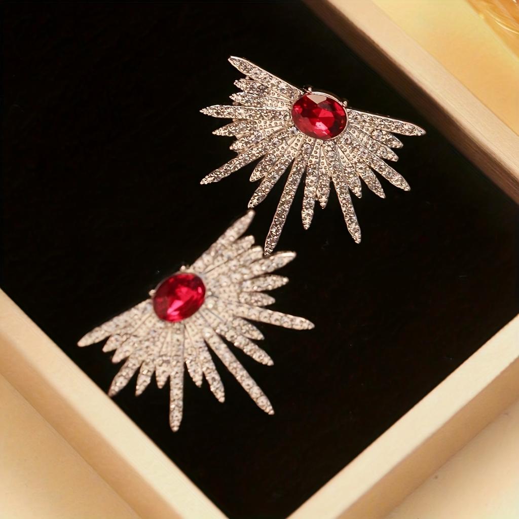 1 Pair Sparkling Wing-Shaped Earrings with Rhinestones - Elegant, Lightweight Statement Earrings for Women, Ideal for Weddings, Proms, and Parties