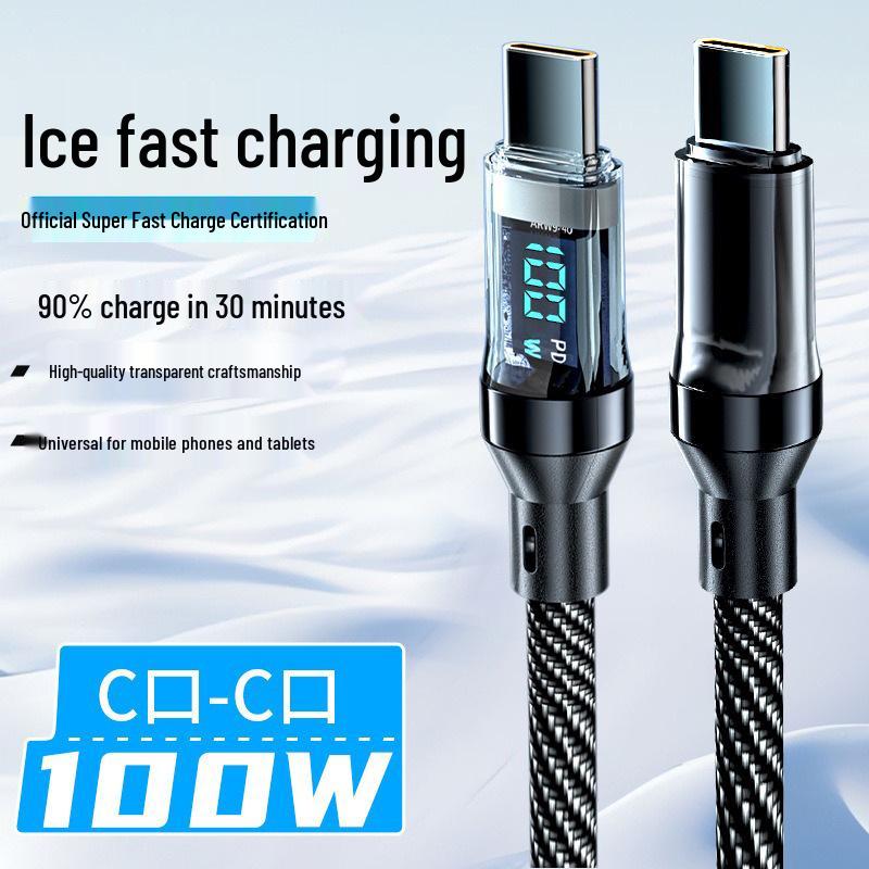 Καλώδιο Φόρτισης 120W PD27W Smart για Huawei & iPhone 15, Διπλό Τύπου-C με Ψηφιακή Οθόνη